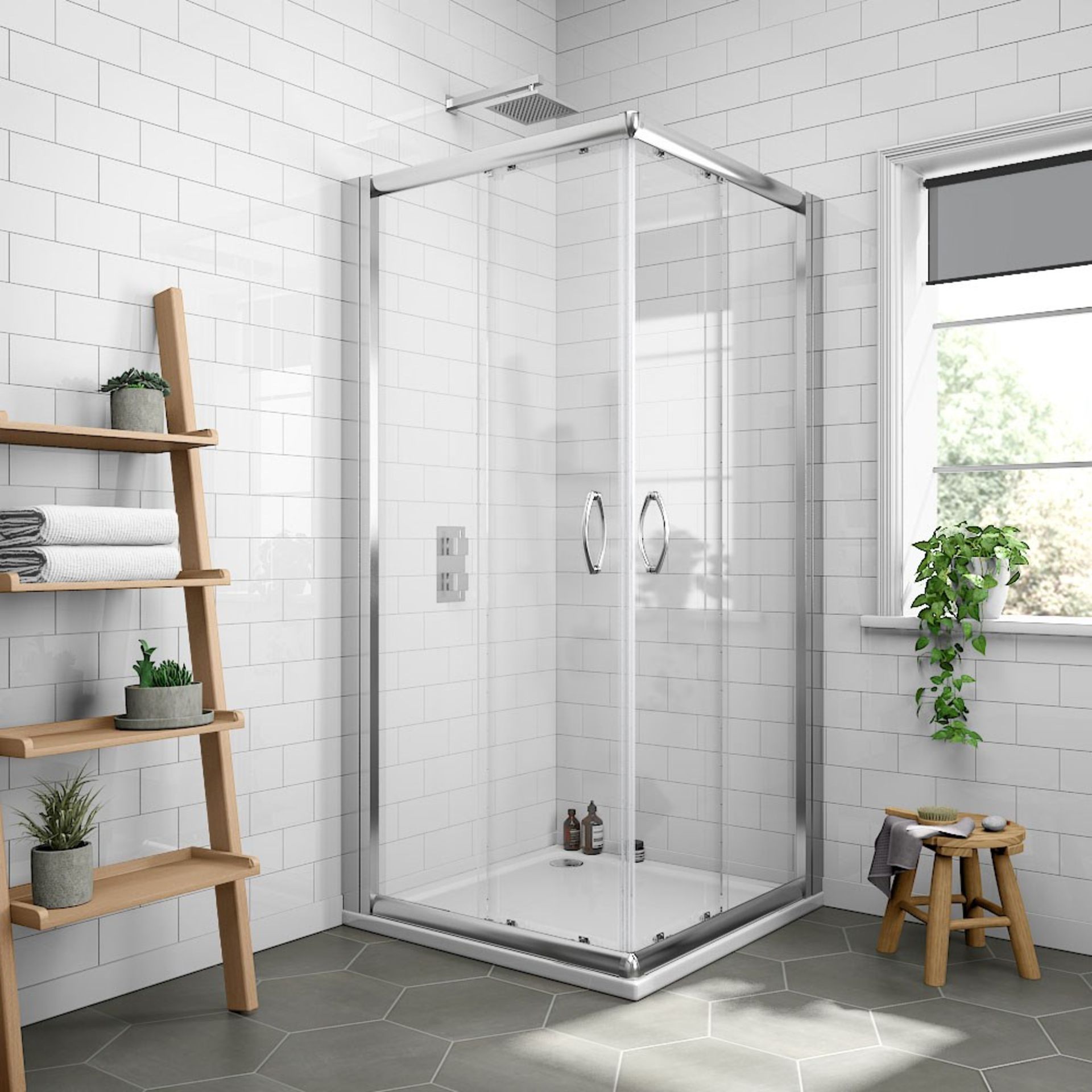 (QQ117) 800x800mm Newark Corner Entry Shower Enclosure. RRP £339.99.The minimalist Newark corn...