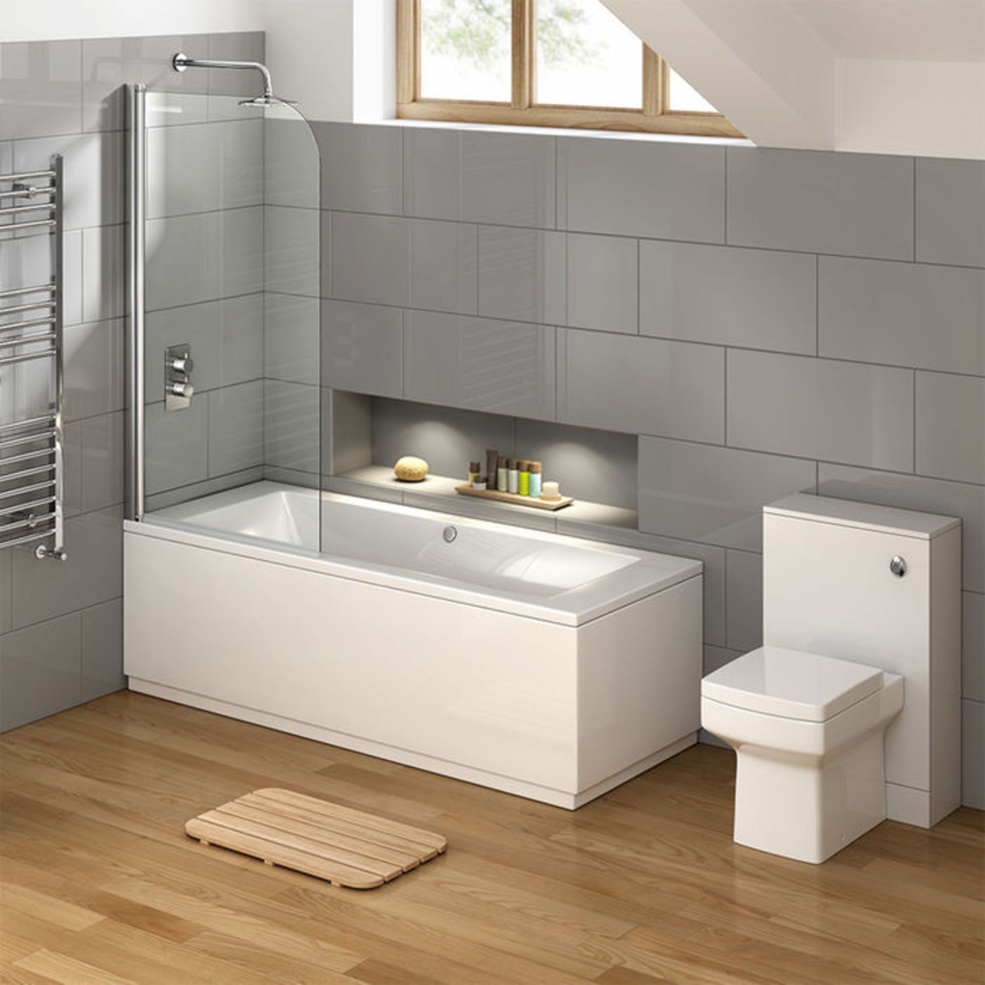 Twyfords 850mm - 8mm - EasyClean Right Hand Straight Bath Screen. 6mm Tempered Saftey Glass Scr... - Image 2 of 3