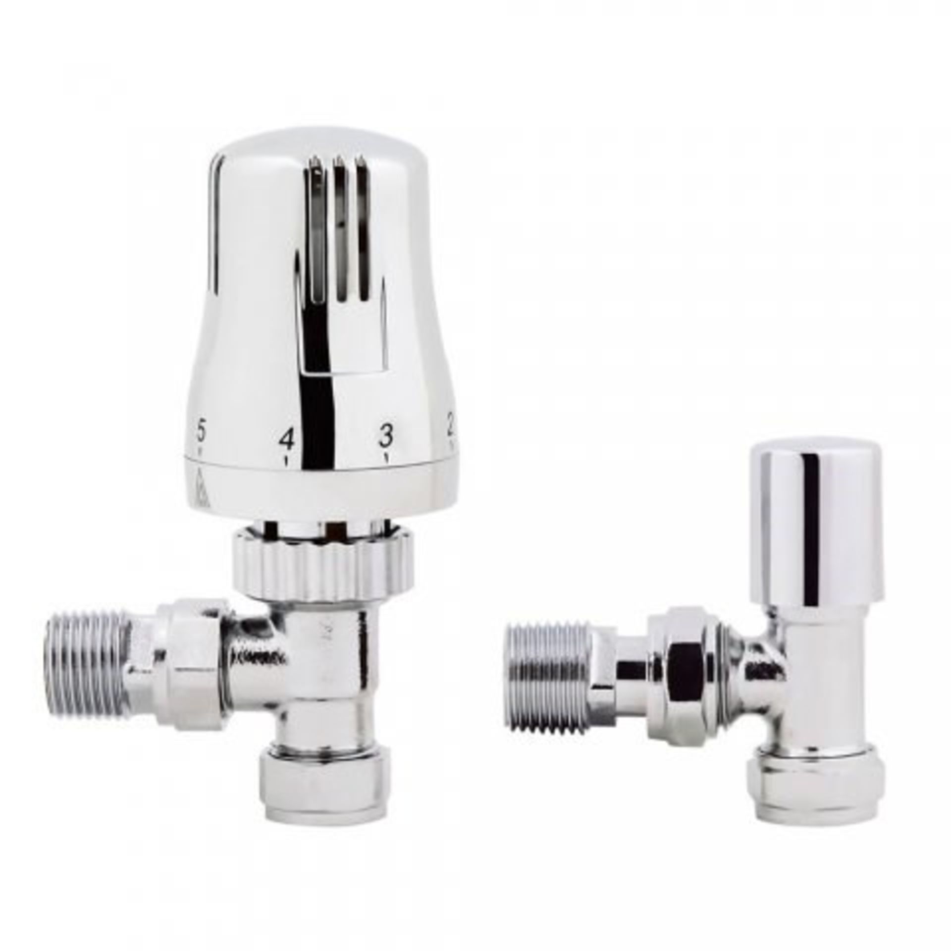 15mm Standard Connection Thermostatic Angled Chrome Radiator Valves. RA07A. Made of solid bra...