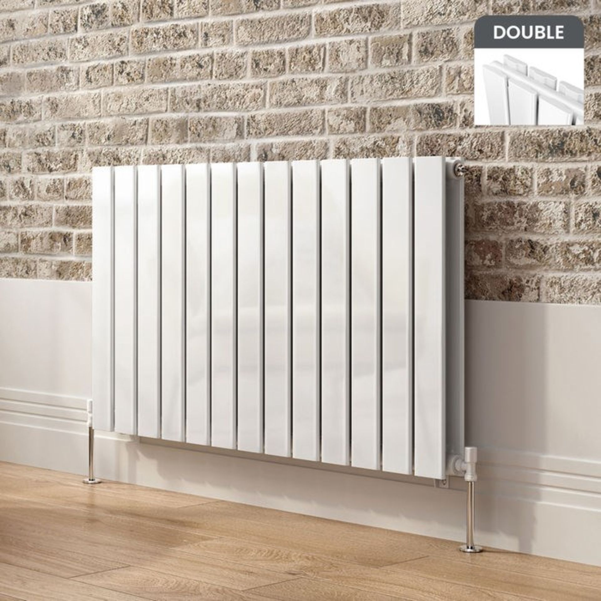 600x980mm Gloss White Double Flat Panel Horizontal Radiator - Premium. RRP £674.99.RC222.Made ...