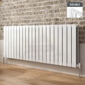 (H24) 600x1596mm Gloss White Double Flat Panel Horizontal Radiator. RRP £697.99. Engineered un...