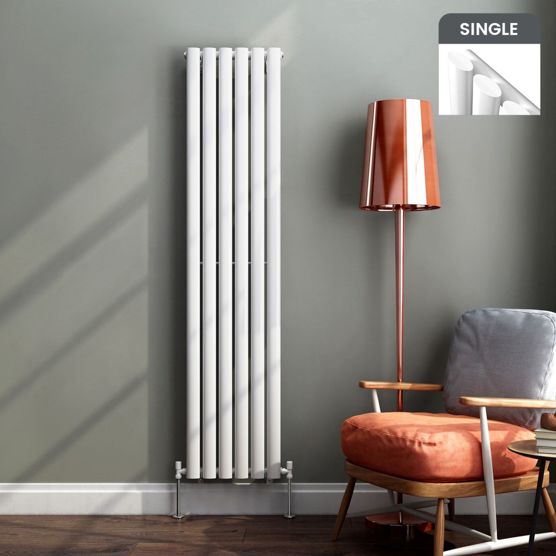 1800x360mm Gloss White Single Oval Tube Vertical Radiator.RRP £344.97.Made from high quality l...