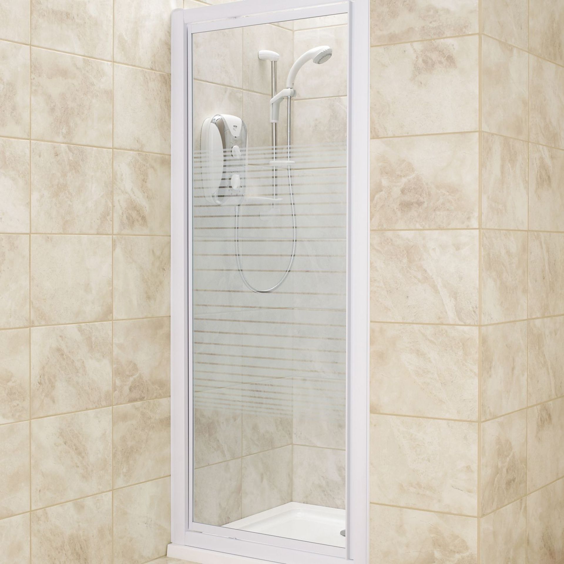 (UR74) 760mm Square Shower enclosure with Pivot door & Striped Glass. RRP £299.99. Update your...