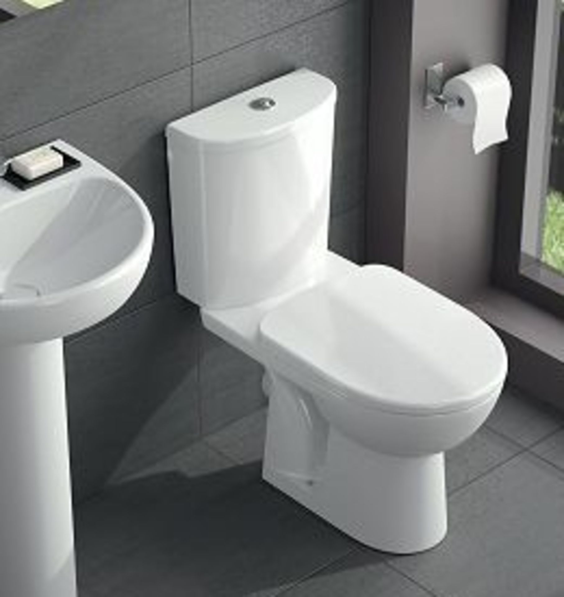 Twyford Fiji Round Close Coupled Toilet Pan. Constructed from Ceramic material for excellent du...