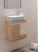 Keramag Silk Oak Hand rinse Basin Vanity Unit with Storage. RRP £1,099.99. 816440 .Comes compl...