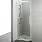 (RR114) 760mm White Pivot Shower Door. RRP £299.99. It makes a modern minimal semi framed rang...((