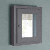 (EW185) 500mm Cambridge Midnight Grey Single Door Mirror Cabinet. RRP £199.99. Traditional aes...