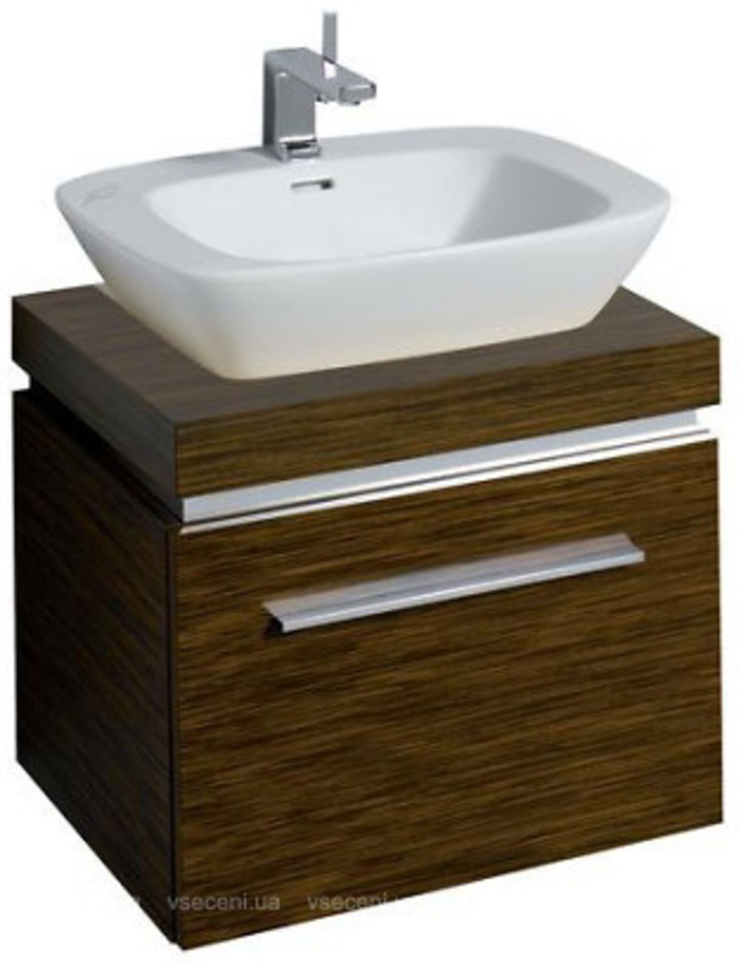 (HM36) Keramag 600mm Silk Walnut Vanity unit. RRP £818.99. Comes complete with basin. The Sil...