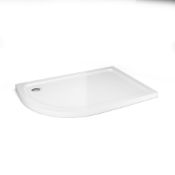 (Z241) 1200x800mm Offset Quadrant Ultra Slim Stone Shower Tray - Left. RRP £343.99.Low profile...