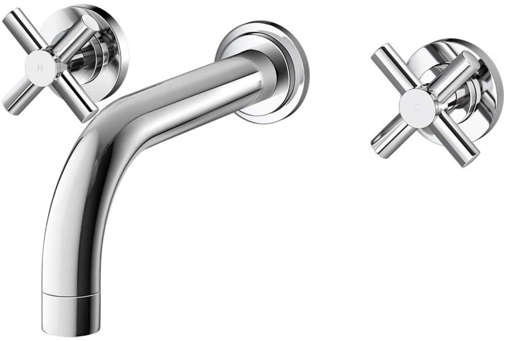 Austin Crosshead Chrome Wall Mounted Sink Mixer. RRP £169.99.Luxurious sleek Chrome finish Man... - Image 2 of 3