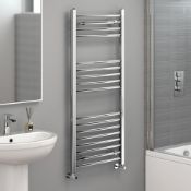 (VD130) 1100x600mm - 20mm Tubes - Chrome Curved Rail Ladder Towel Radiator.RRP £259.99.Made fr...