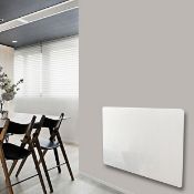 (HM62) Wall Mounted White Glass Designer Heater 2000w. RRP £199.99. Wall-mounted panel heater ...