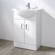 (MQ29) 550x300mm Quartz Gloss White Built In Sink Cabinet. RRP £349.99.Comes complete with bas...