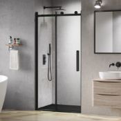 (CP41) 1000mm Black Frameless Sliding Shower Door. RRP £499.99. 8mm EasyClean glass - Our glas...