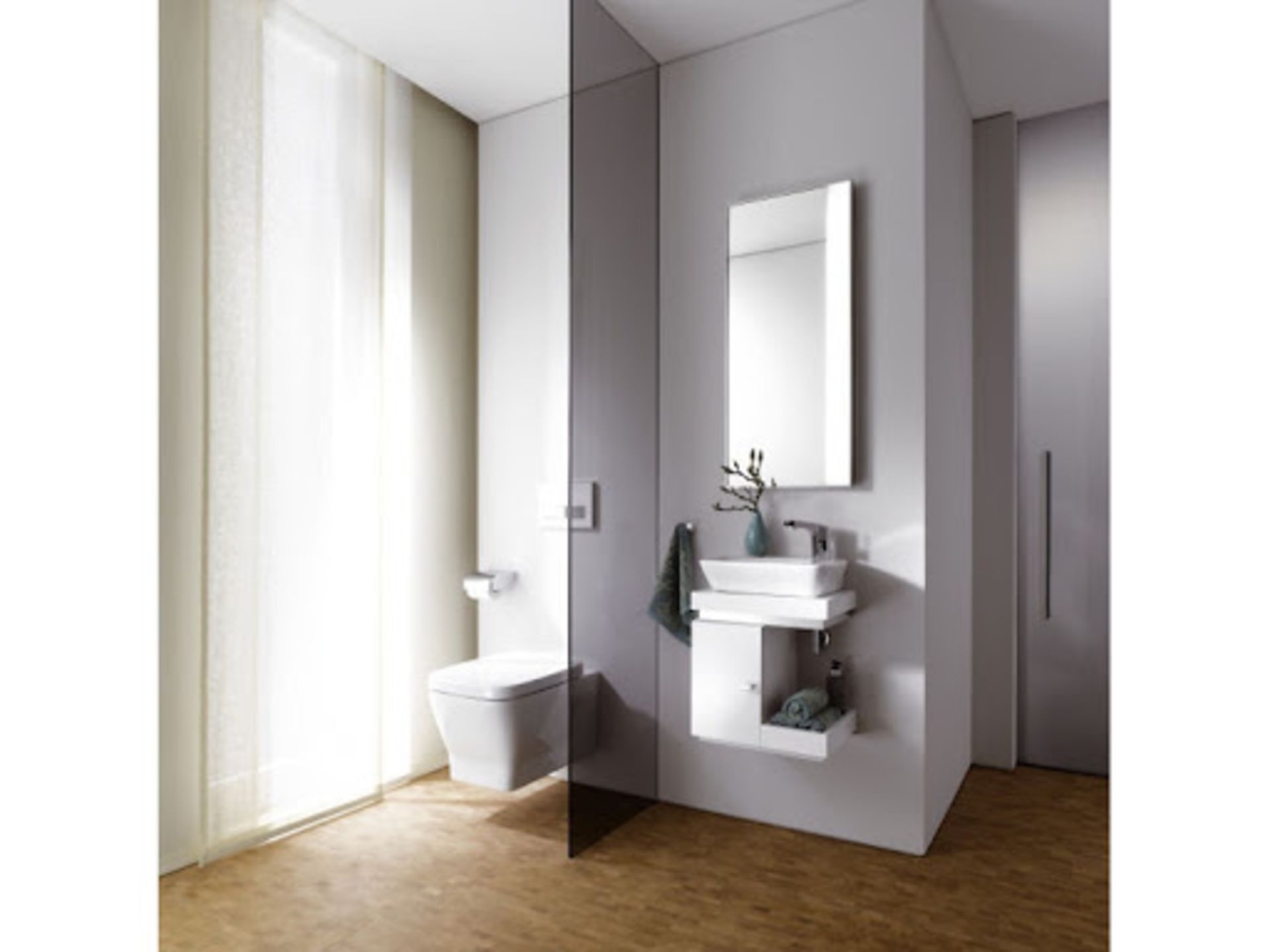 (QR38) Keramag Silk White Hand rinse Basin Vanity Unit with Storage. RRP £1,199.99.Comes compl... - Image 2 of 2