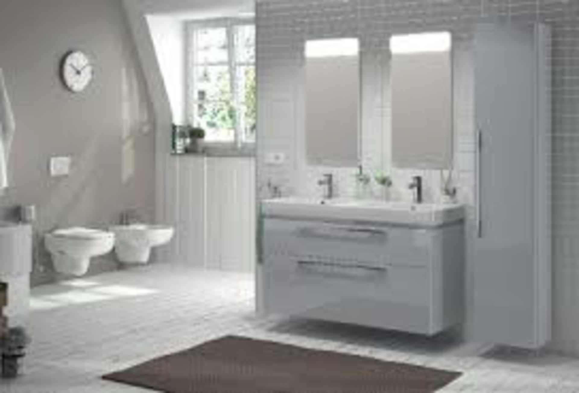 (QR36) Twyfords 900mm Grey Gloss Basin Vanity Unit. RRP £762.48. Comes complete with basin. Su... - Image 2 of 2