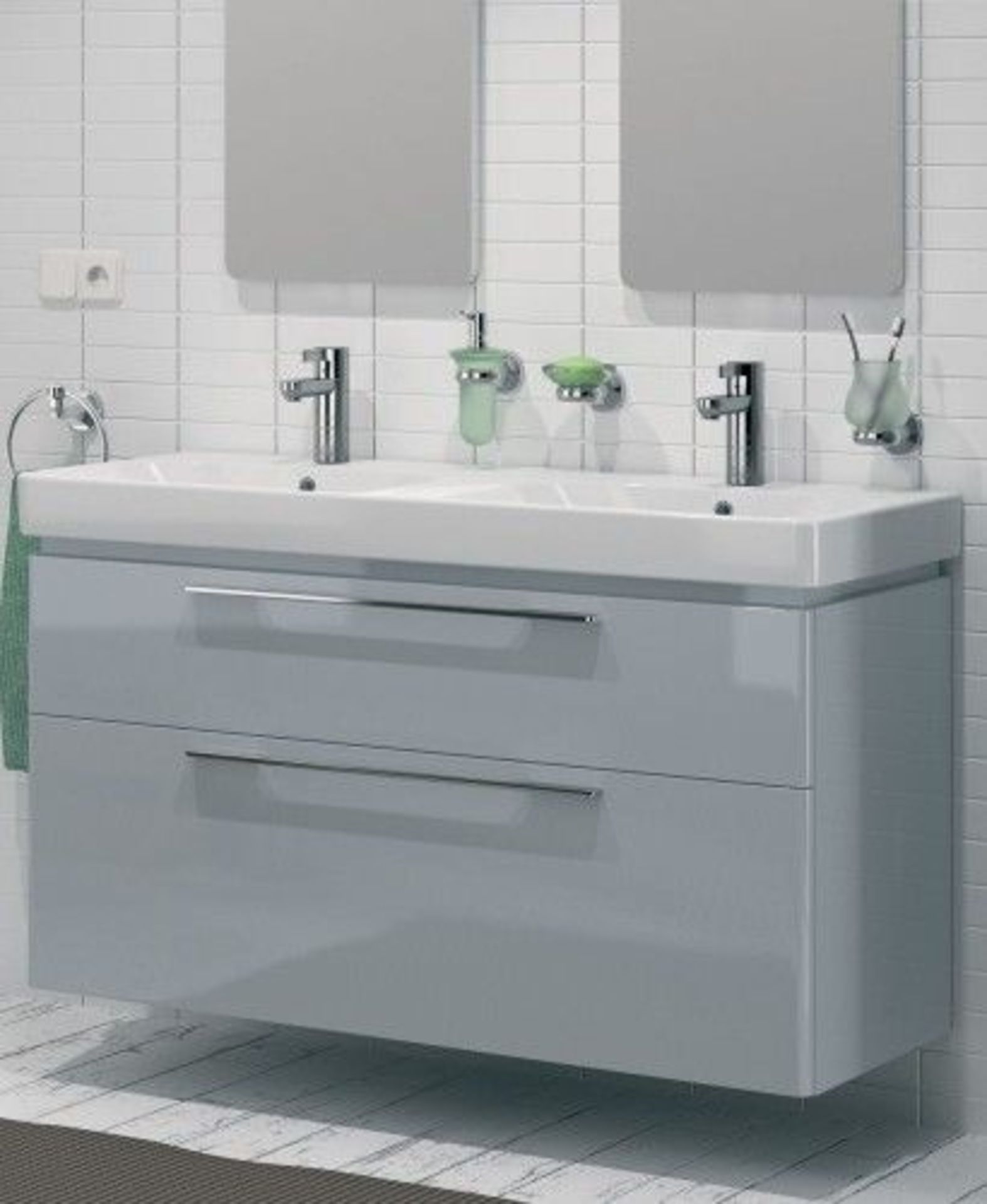 (QR36) Twyfords 900mm Grey Gloss Basin Vanity Unit. RRP £762.48. Comes complete with basin. Su...