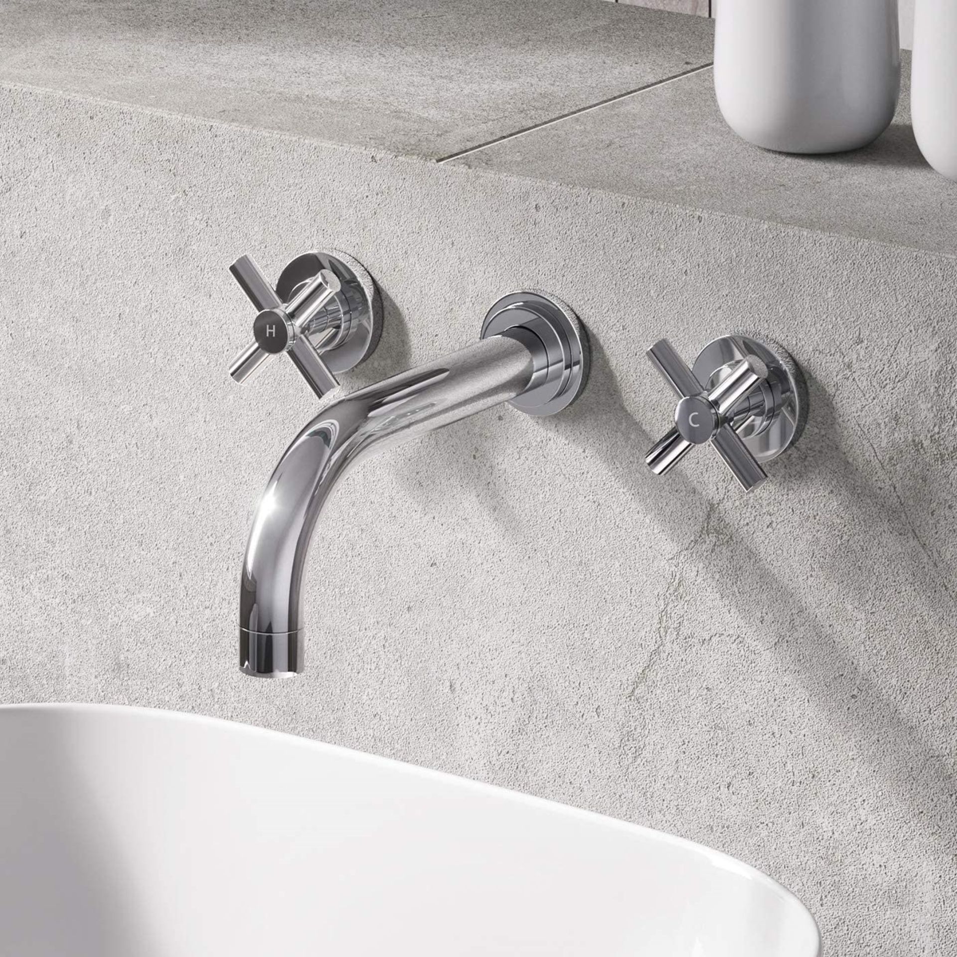 Austin Crosshead Chrome Wall Mounted Sink Mixer. RRP £169.99.Luxurious sleek Chrome finish Man... - Image 3 of 3