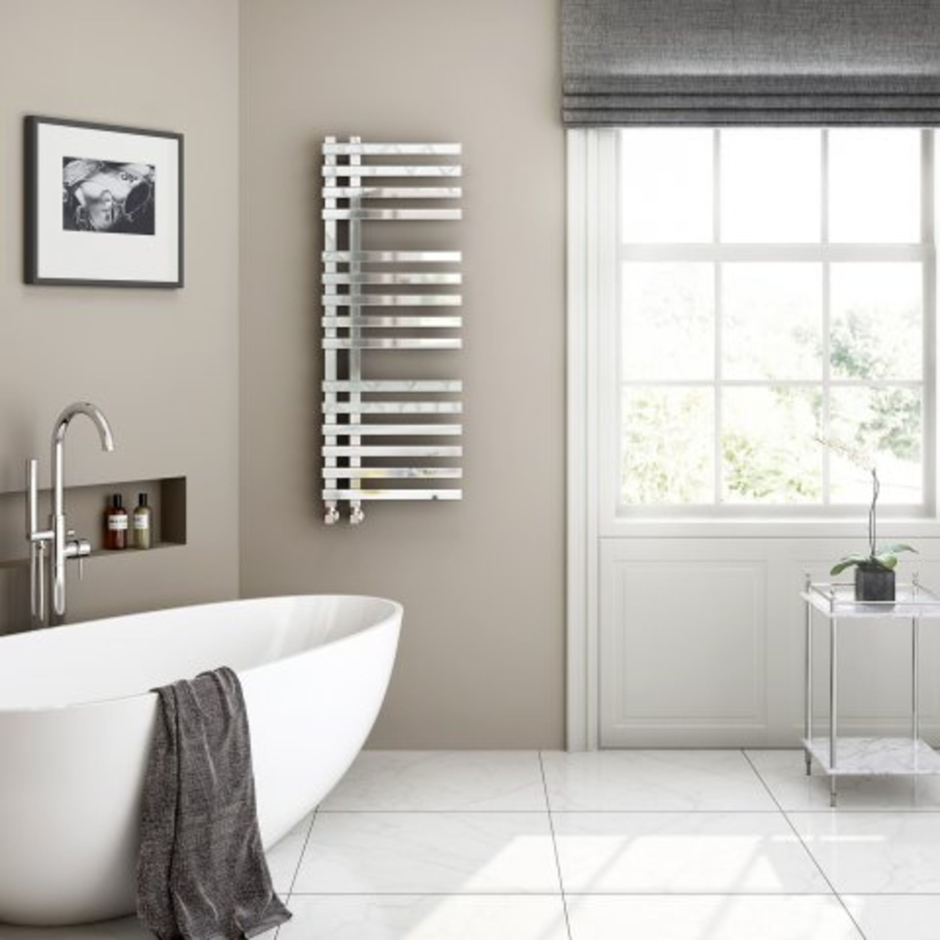 1200x450mm Chrome Designer Towel Radiator -Square Rail RRP £549.99 . RD1200450. We produce o... - Image 2 of 3