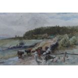 Original signed watercolour by Scottish artist John Smart R.S.A ,R.S.W 1838 -1899 - Cattle drovers