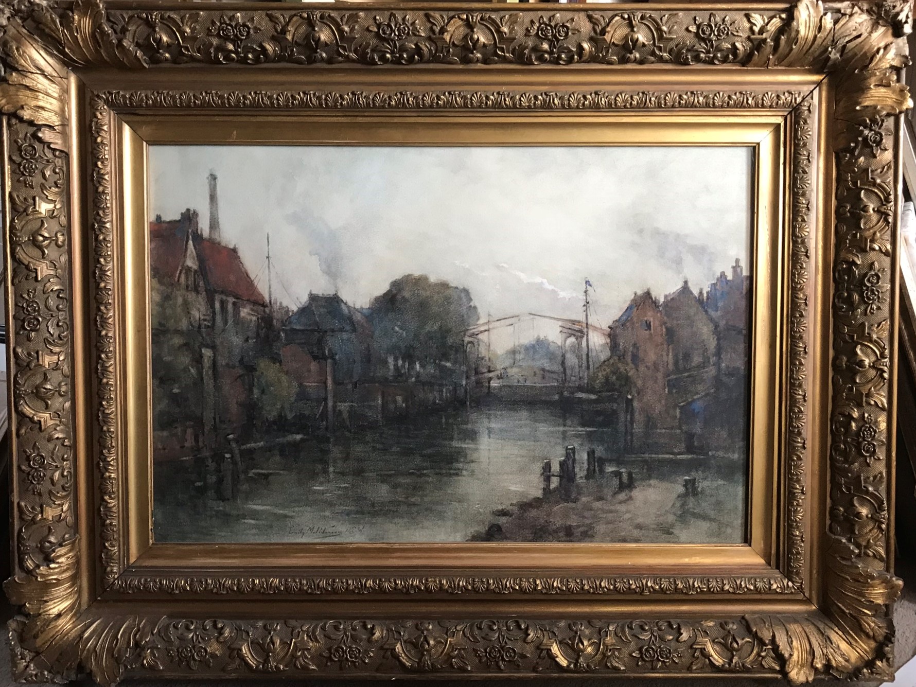 Large Amsterdam Canal view Watercolour by Emily Murray Patterson - Image 2 of 3