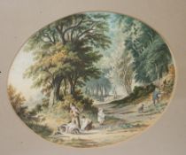 Pair of Victorian Oval LeBlond Prints Set in Gilt Frames