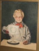 Daniel Sherrin (1869-1940) Candlelight Portrait Watercolour