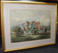 Late 19th c. Watercolour of an English Stately Home
