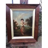 Oil painting on board of Lavinia the milkmaid after gainsborough