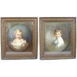 Pair of Early 20th c. Emily Eyres (British) Pastel Portraits of Children