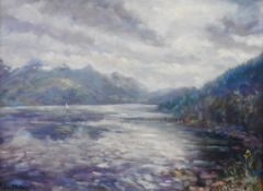Loch Duich and the Five sisters of Kintal oil painting by British artist Howard Butterworth