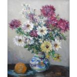 Original oil painting Attrib Robert Dickie Cairns 1866-1944 R.S.A "Chrysanthemums and Daisies"
