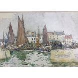 Robert Mcgowan Coventry 1855-1941 Watercolour Mussel boats St Monans Fife