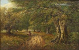 Late Victorian Forest Landscape Oil on Canvas