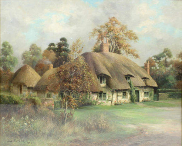 Country Cottage Landscape by James Taylor 1938 Oil on Canvas