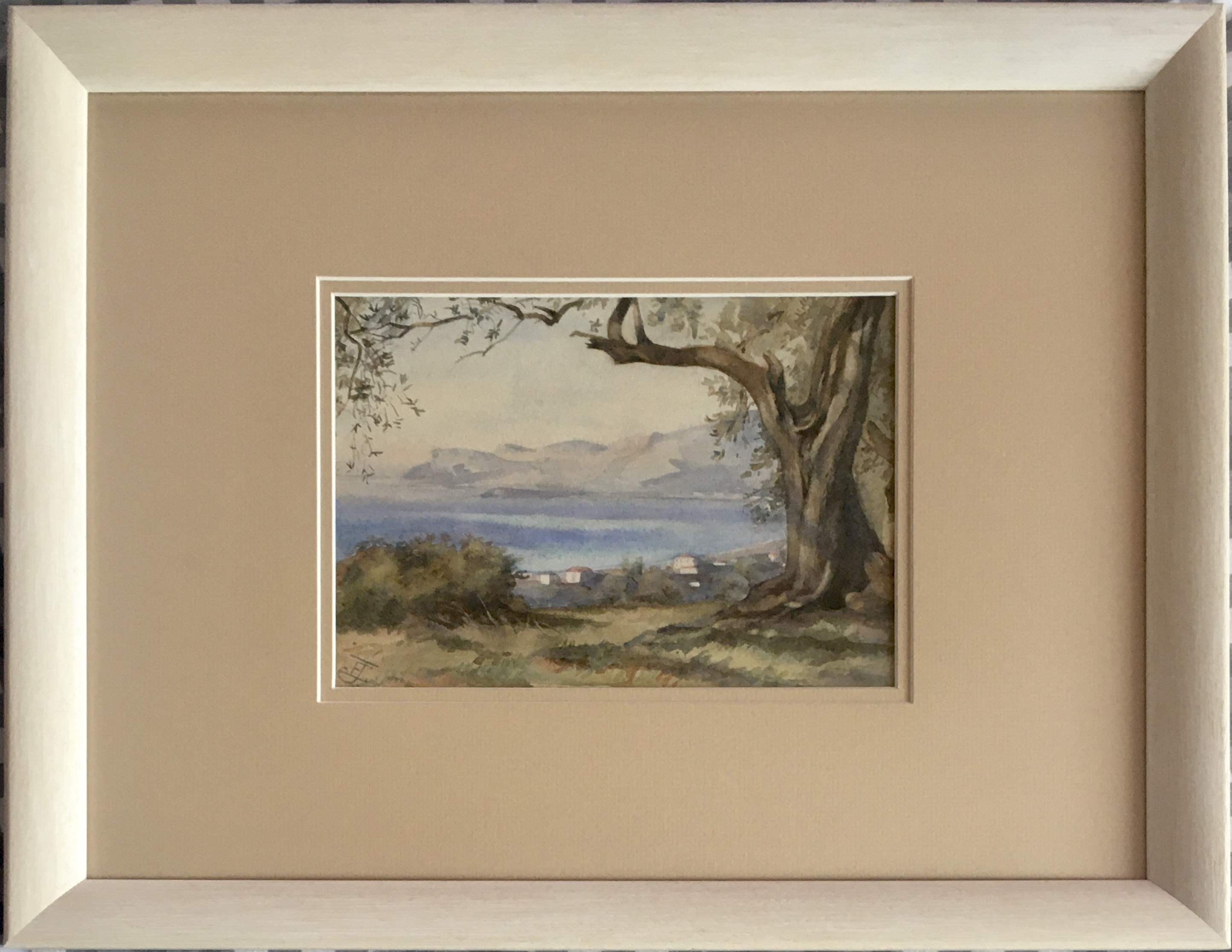 A COUNTRY LANDSCAPE, monogrammed watercolour painting - Image 2 of 4