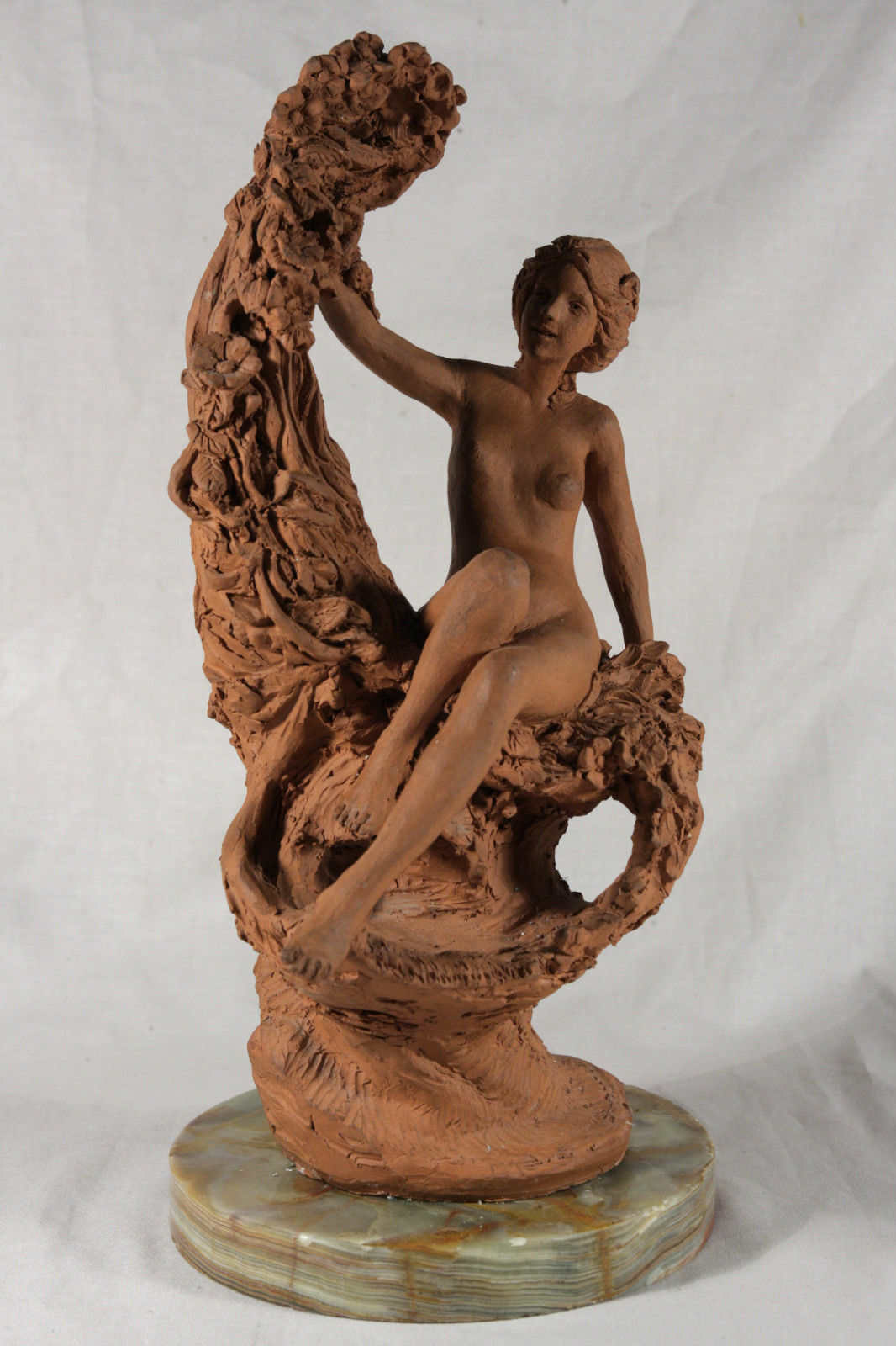 Beautiful 20th Century Nude Terracotta Sculpture - Bonhams - Onyx Marble Base - Image 8 of 13