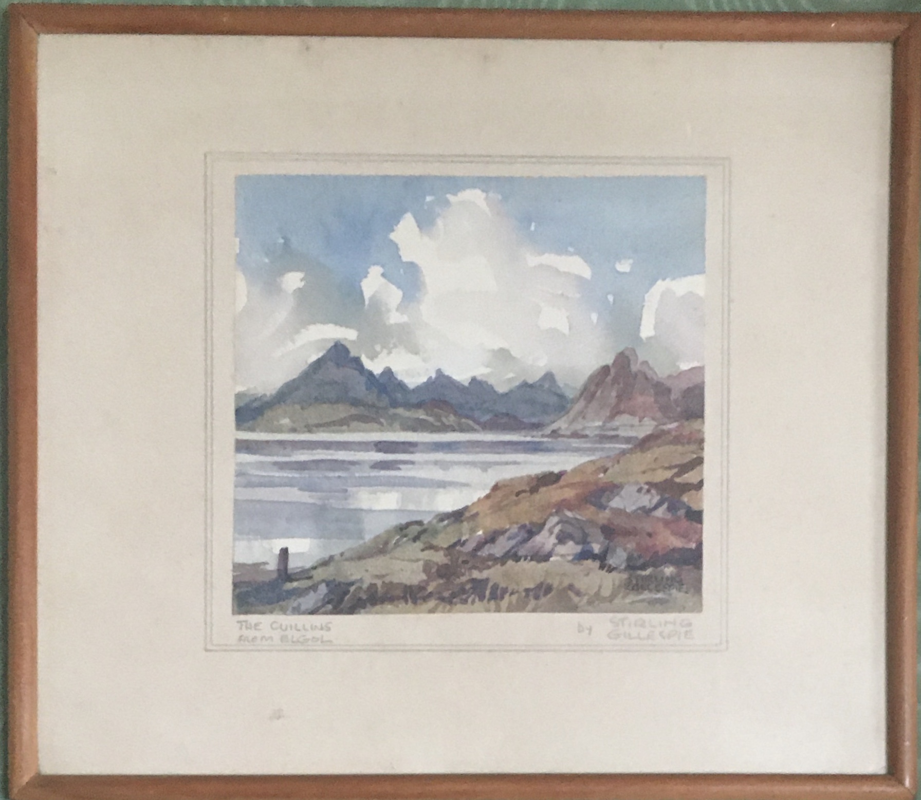 STIRLING GILLESPIE (1908-1993) The Cuillins from Elgol, signed watercolour - Image 2 of 3