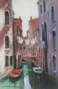 Original E Anthony Orme ‘Venetian Waterway’ Signed Pastel Painting