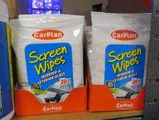 75 x PACKS OF 20 CARPLAN SCREEN WIPES FOR INTERIOR & EXTERIOR GLASS. SUITABLE FOR SAT NAVS. UK ...