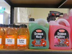 24 X ITEMS TO INCLUDE: 17 X TETRION SUGAR SOAP 500ML, 4 X DEMON WASH SNOW FOAM SHAMPOO 2 LITRE ...