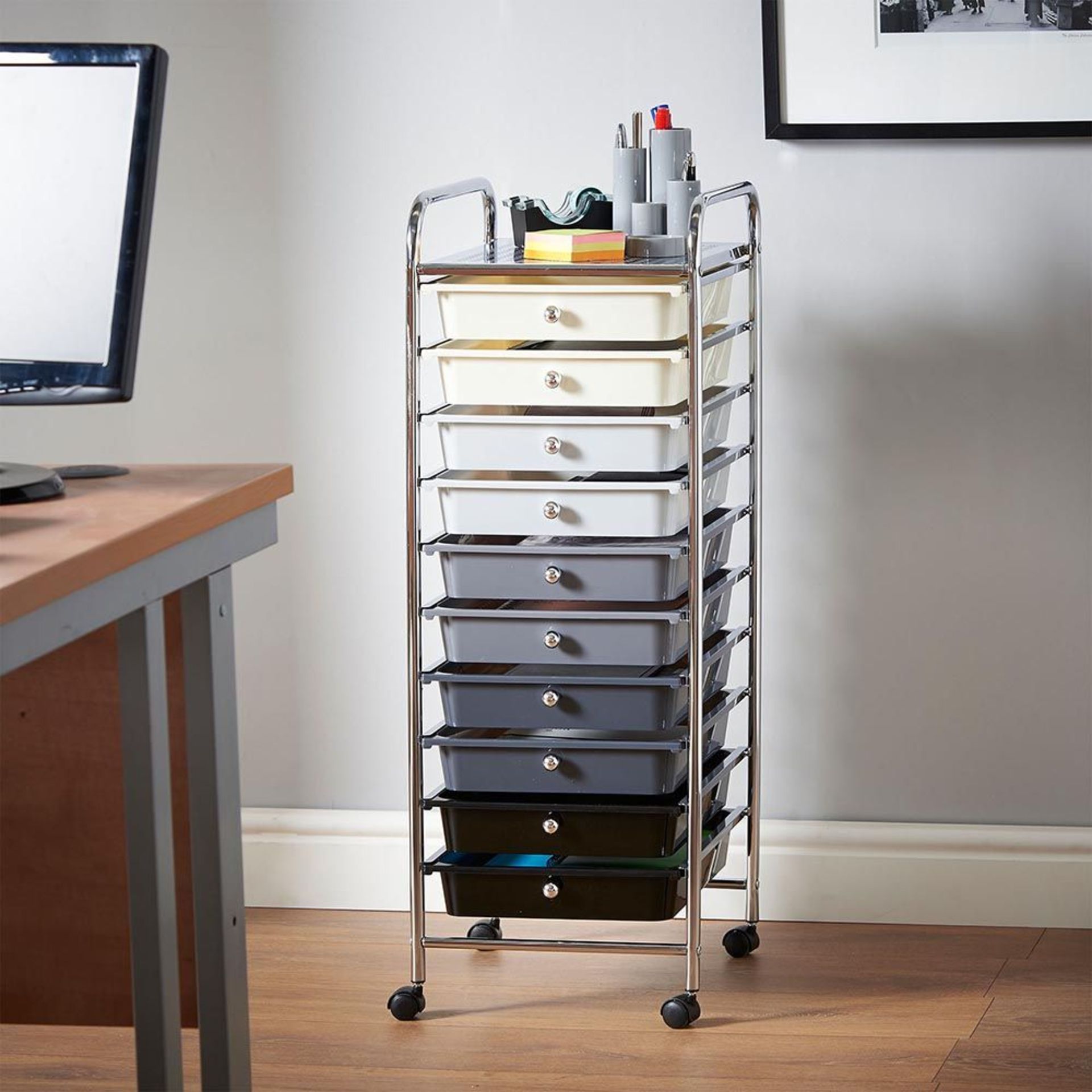 (KG16) Ombre 10 Drawer Trolley. Great for homes, offices, beauty salons and more! Each drawer ... - Image 2 of 4