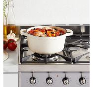 (X23) Cream 3.8L Cast Iron Casserole Dish. Made from hard-wearing cast iron for outstanding dur...