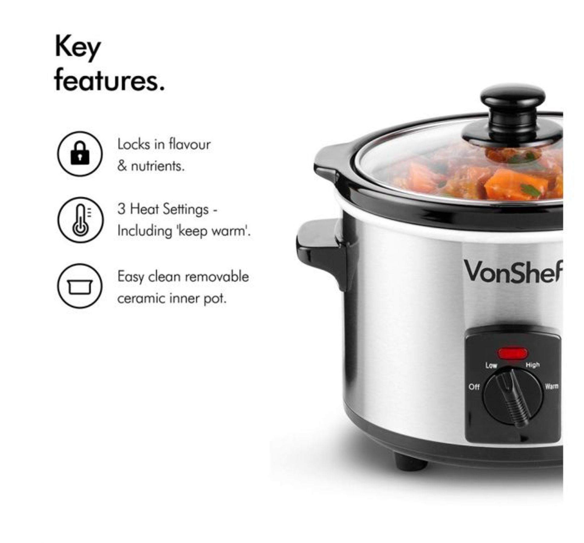 (KG1) 1.5L Slow Cooker. Perfect for cooking a range of one-pot meals like curries, stews, chill... - Image 3 of 3