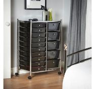 (K2) Black 15 Drawer Trolley Multi-purpose 15 drawer storage trolley Perfect for homes, offi...
