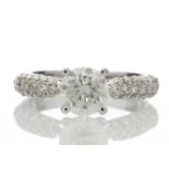 18ct White Gold Single Stone Claw Set With Stone Set Shoulders Diamond Ring (1.08) 1.58 Carats