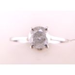 18ct White Gold Single Stone Wire Set Diamond Ring 1.27 Carats