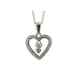 9ct Yellow Gold Heart Pendant Set With Diamonds & 2 Hanging Inner Hearts 0.21 Carats