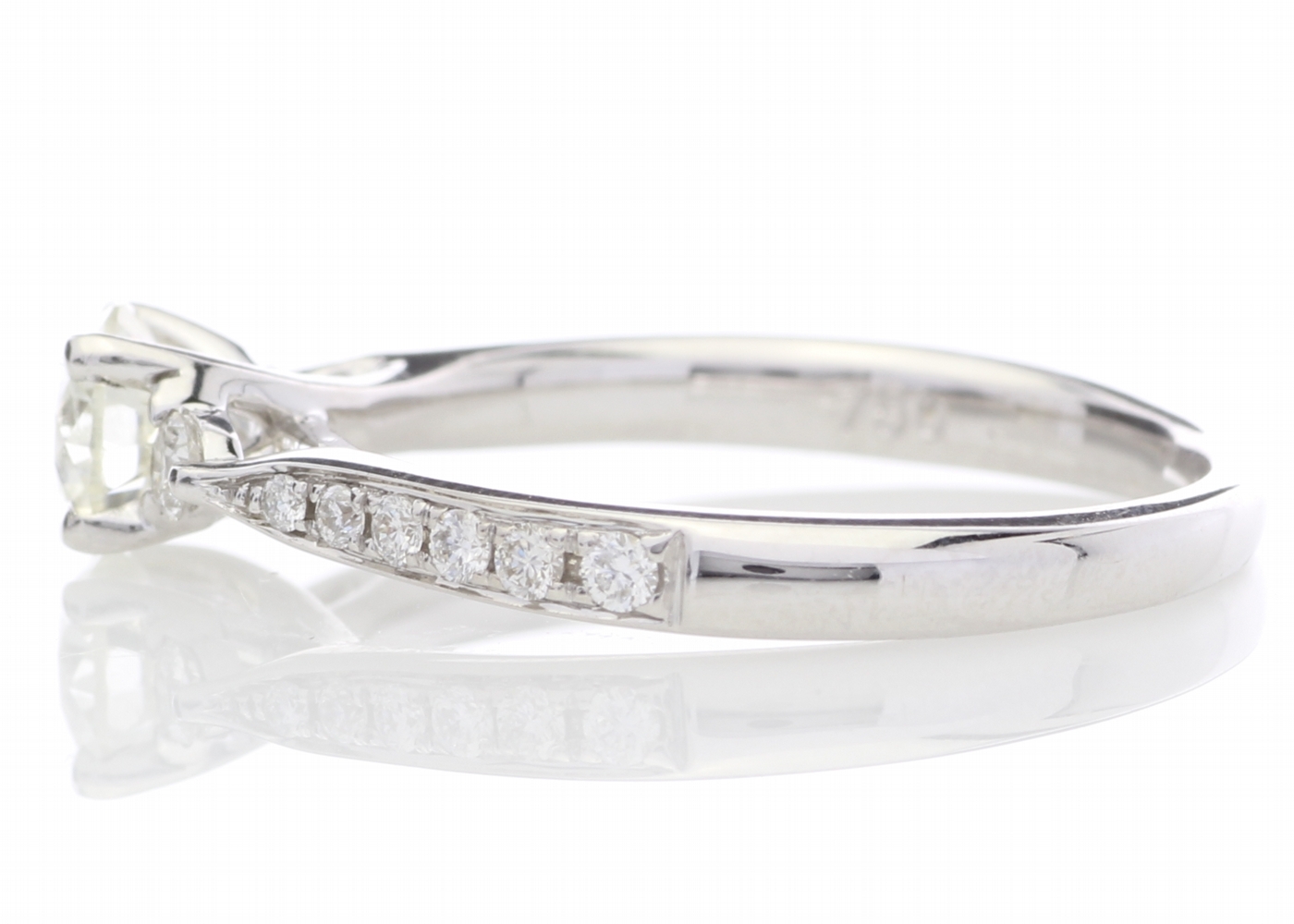 18ct White Gold Single Stone Diamond Ring With Stone Set Shoulders (0.55) 0.72 Carats - Image 3 of 5