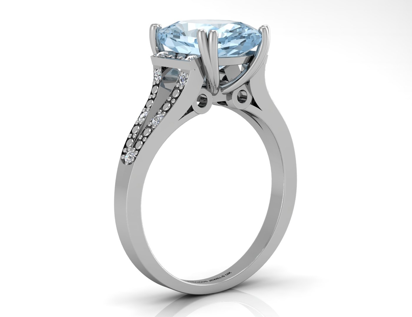 9ct White Gold Diamond And Blue Topaz Ring 0.07 Carats - Image 2 of 5